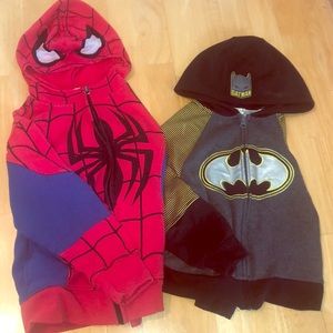 Two superhero hoodie sweatshirts